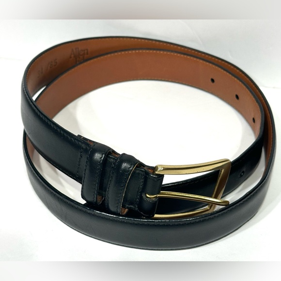 Allen Edmonds Black Leather Belt Dress Custom Calf Handcrafted USA Size 34/85 - Picture 1 of 11